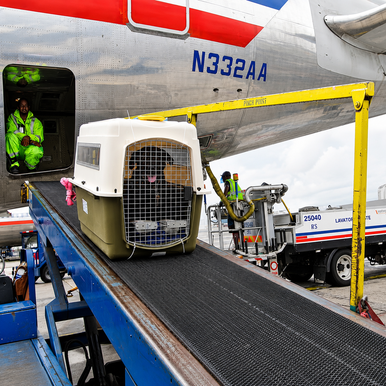 Pet Crate Boarding Flight